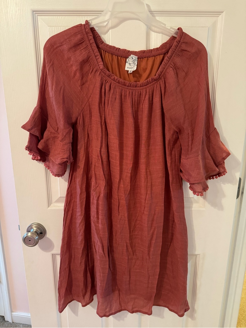 NAIF Rust Red Boho Peasant Dress - Picture 1 of 3